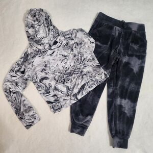 SO Brand 2 Piece Cozy Pullover & Pants Set, Grey/White, Sz Large (10-12), EUC